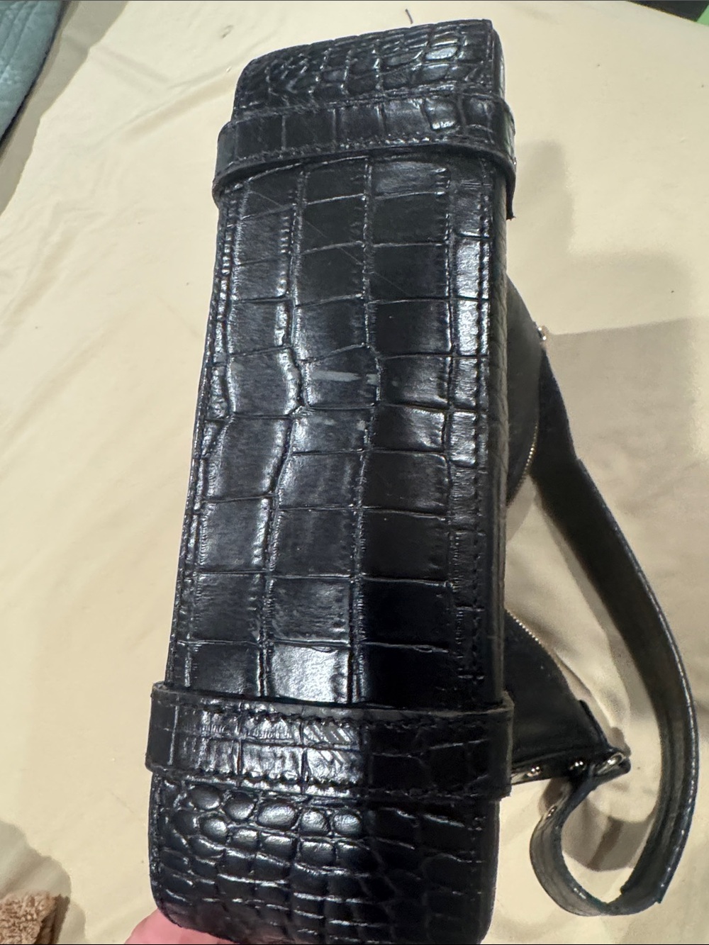 kate spade Black Croc-Embossed Shoulder Bag with Gold Hardware - Picture 5 of 6